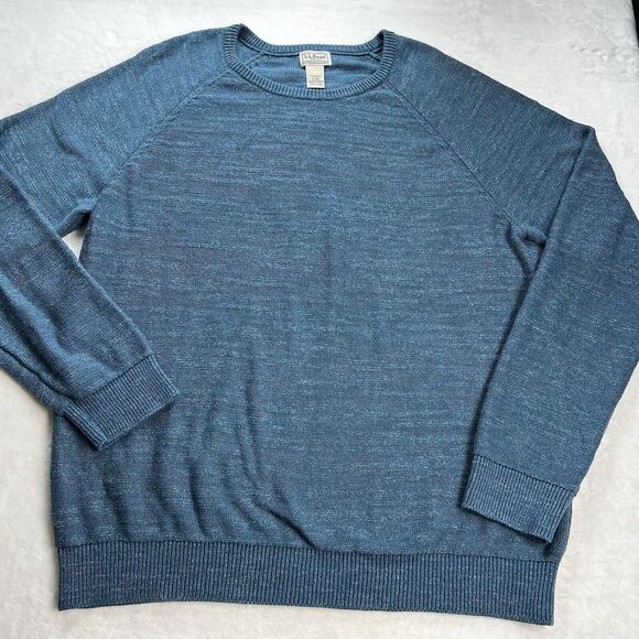 L.L.Bean Organic Cotton Crew Neck Sweater Blue Men’s Size Large 510586 - Picture 1 of 9